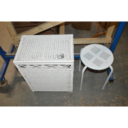 248 - wicker basket & stool