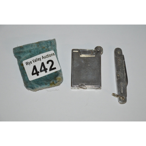 442 - silver lighter & pocket knife