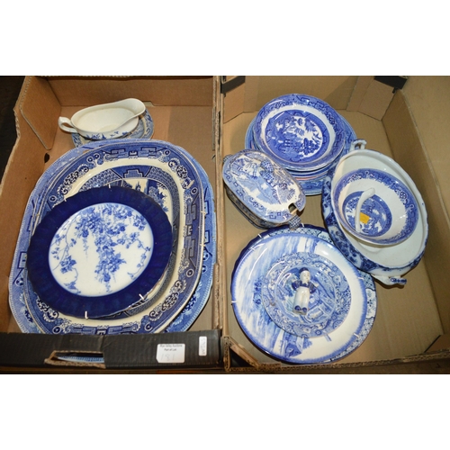 2 boxes of blue & white china