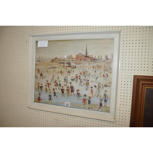 227 - framed lowry 'at the seaside' print