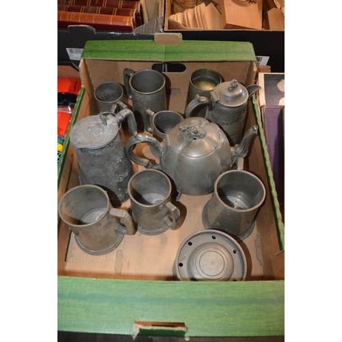 64 - box of pewter items