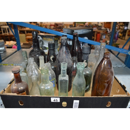 45 - box of vintage glass bottles