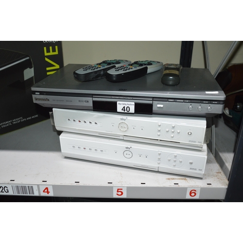 40 - 2 sky boxes & dvd player