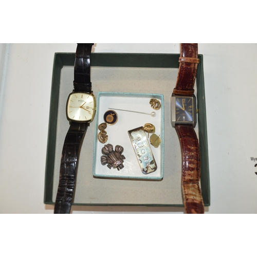 359 - 2 watches & tray of jewellery