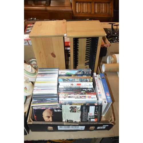 84 - box of cds/dvds & racks