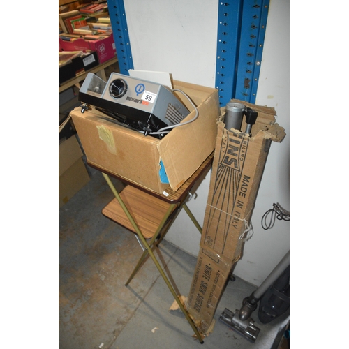 59 - vintage projector, screen & table