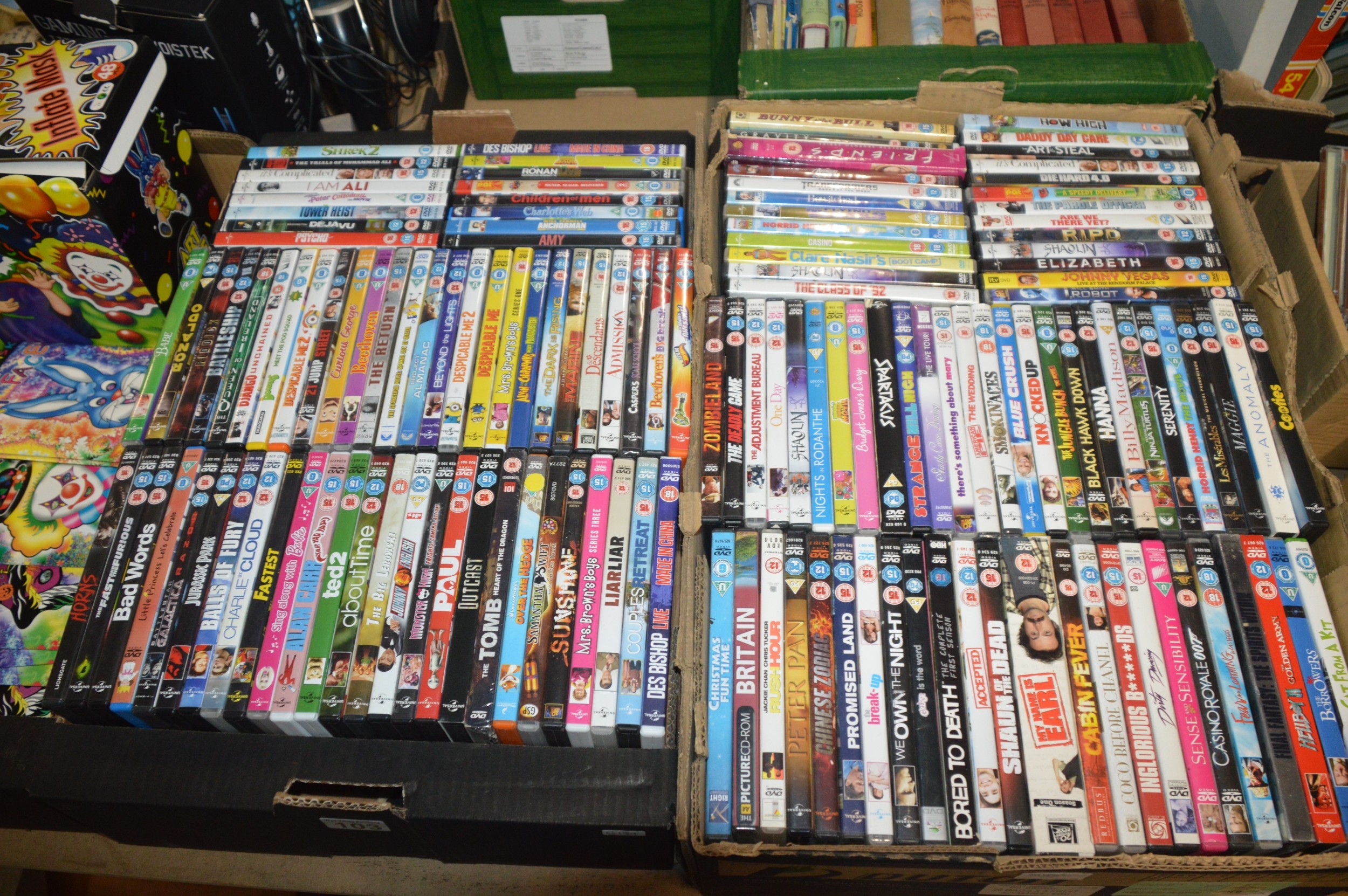 2 boxes of dvds