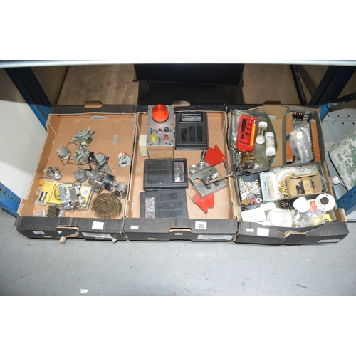 26 - 3 boxes of electrical components
