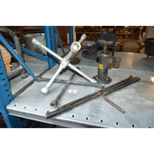 37 - qty of wrenches & bottle jack