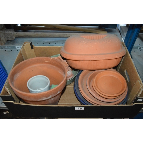48 - box of terracotta pots & dishes