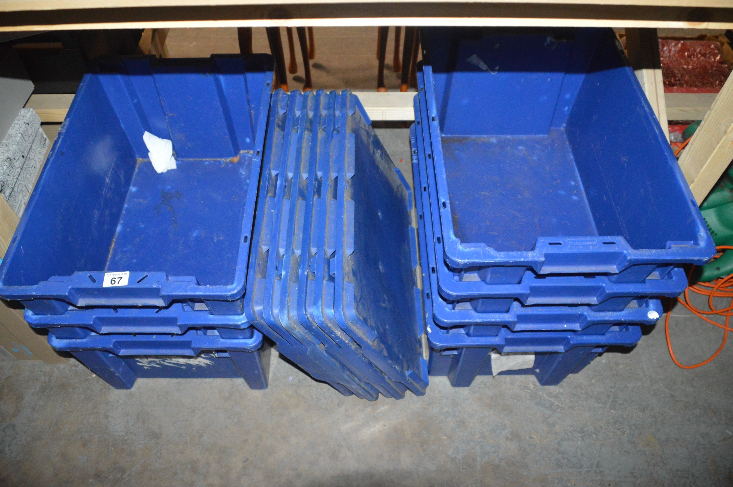 bay of storage tubs