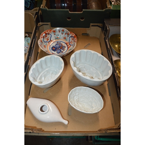 box of dishes & jelly moulds etc.