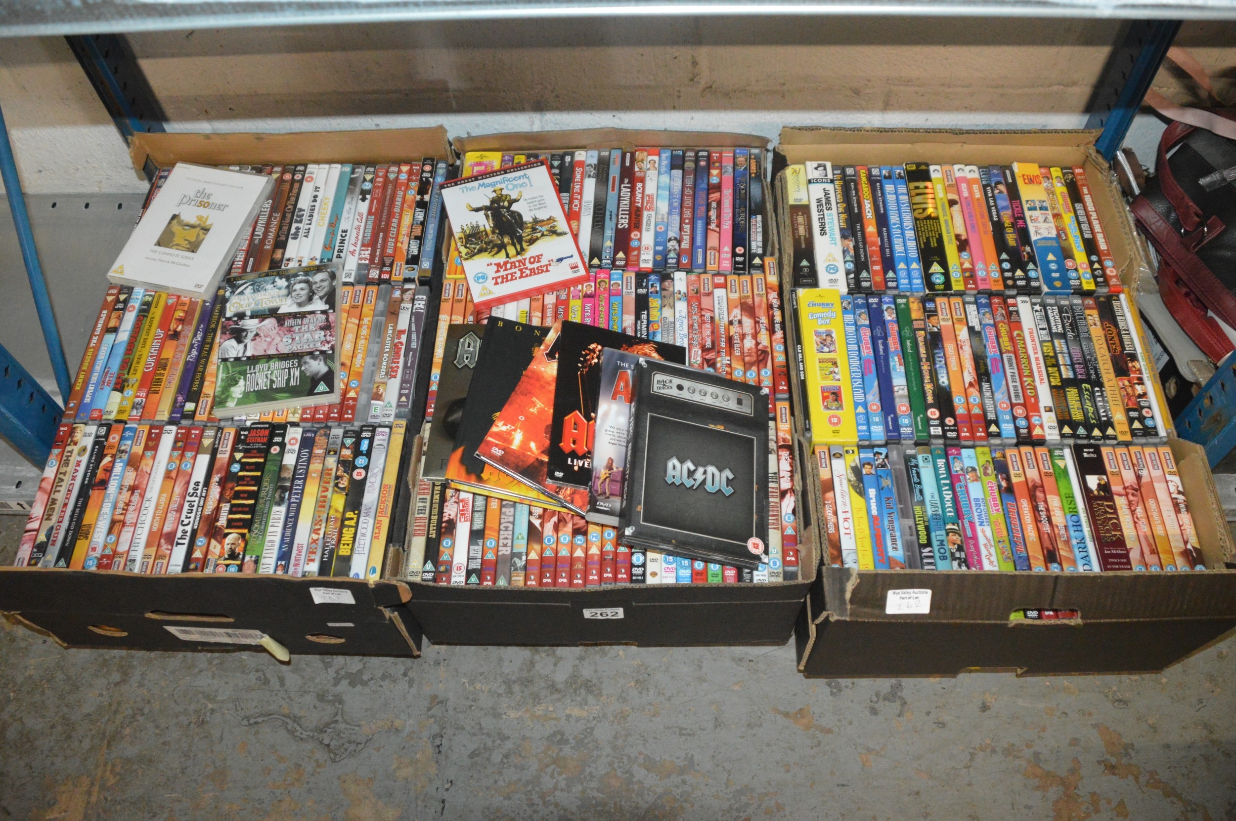 3 boxes of dvds