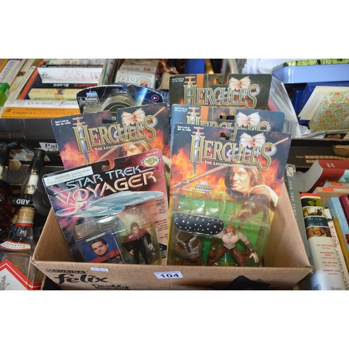104 - box of new hercules & star trek toys