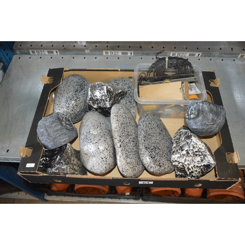 64 - box of water feature plastic rocks