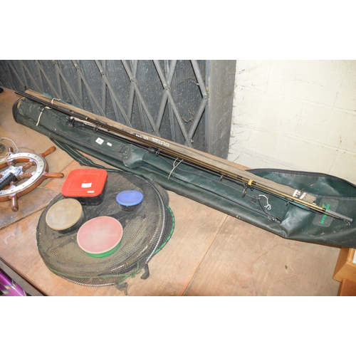 91 - qty of fishing rods, bag & nets etc.