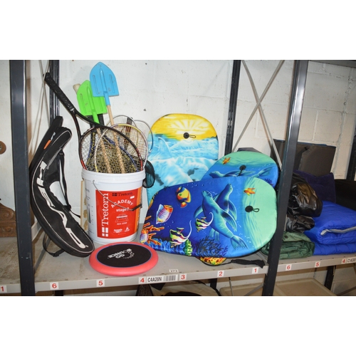 bay of beach/sports items