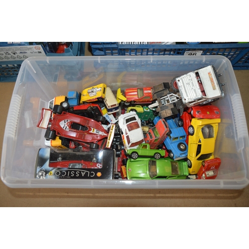 tub of toy vehicles