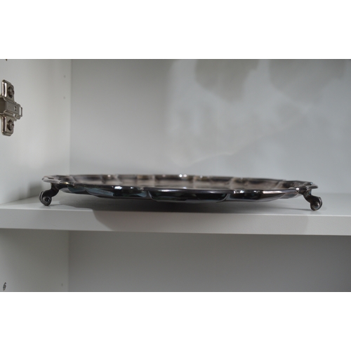 4 - Sterling silver tray on 3 feet, engraved 1993, 12