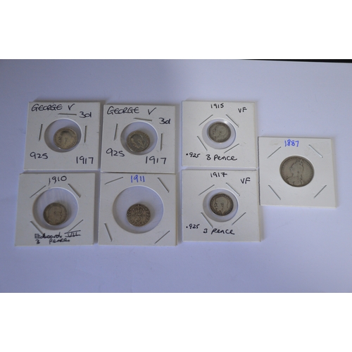 30 - 7 assorted silver coins