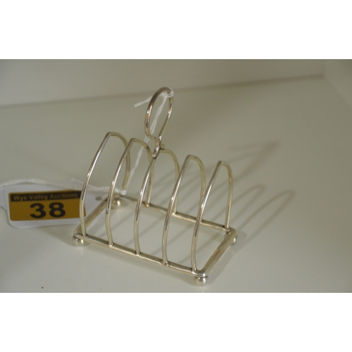 38 - Small sterling silver toast rack, 44g