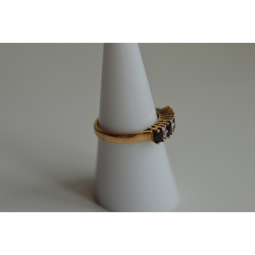 42 - 9ct gold sapphire & diamond ring, size N
