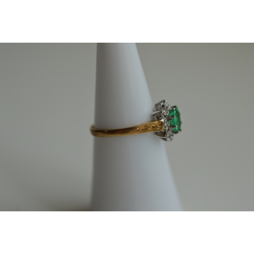49 - 9ct gold emerald & diamond ring, size K