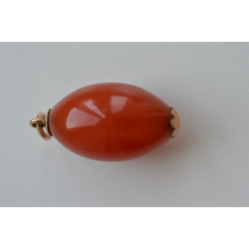 60 - 9ct rose gold cornelian pendant