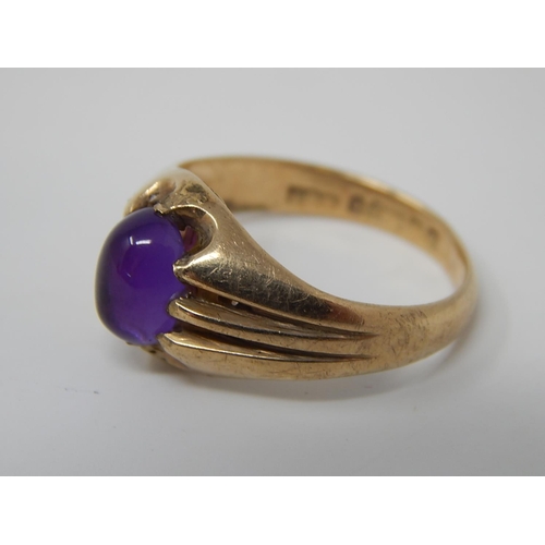 2 - 9ct Gold Hallmarked Ring Inset with a Cabochon Amethyst. Ring Size H