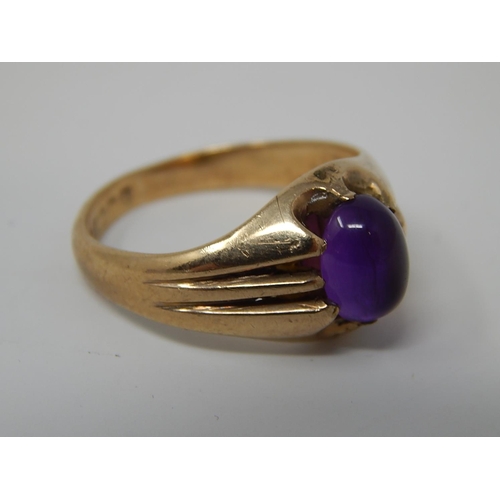 2 - 9ct Gold Hallmarked Ring Inset with a Cabochon Amethyst. Ring Size H