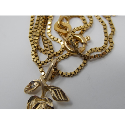 4 - 9ct Gold Hallmarked pendant on 9ct Gold Hallmarked Chain. Length of Chain 38cm, weight 2.84g