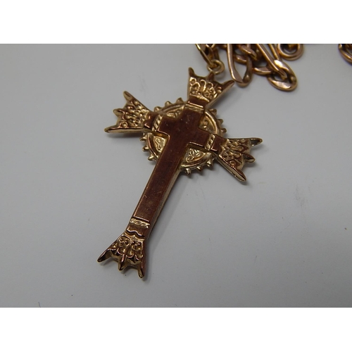 5 - 9ct Gold Cross on 9ct Gold Hallmarked Chain. Length of Chain 42cm, weight 4.23g