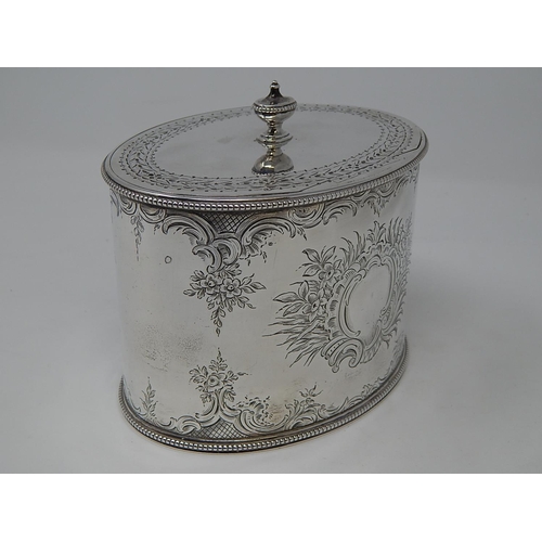 150 - 18th Century George III Silver Twin Division Tea Caddy with Bright Cut Decoration & Blank Cartouche.... 