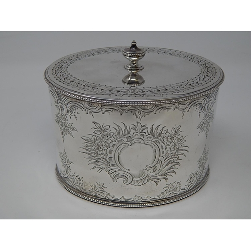 150 - 18th Century George III Silver Twin Division Tea Caddy with Bright Cut Decoration & Blank Cartouche.... 