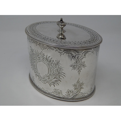 150 - 18th Century George III Silver Twin Division Tea Caddy with Bright Cut Decoration & Blank Cartouche.... 