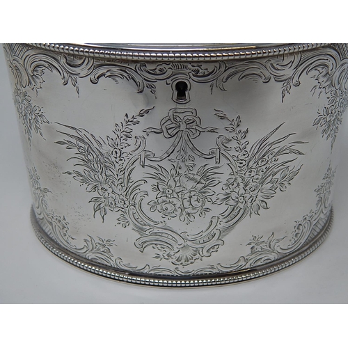 150 - 18th Century George III Silver Twin Division Tea Caddy with Bright Cut Decoration & Blank Cartouche.... 