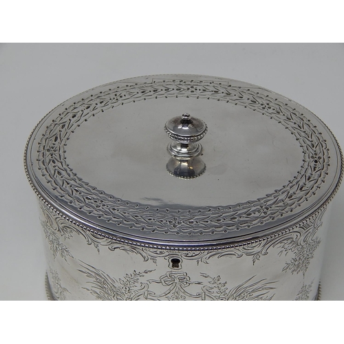 150 - 18th Century George III Silver Twin Division Tea Caddy with Bright Cut Decoration & Blank Cartouche.... 