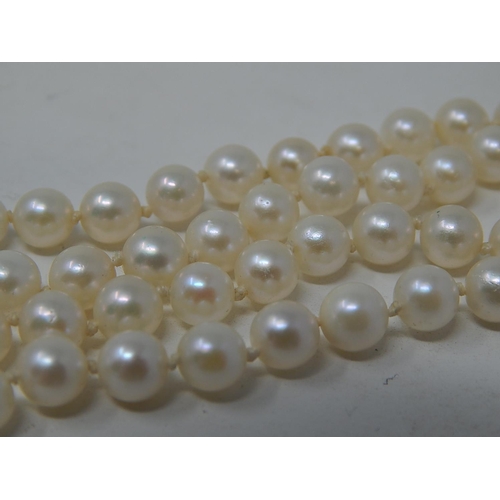 17 - Single Row Pearl Necklace with 9ct Gold Clasp.