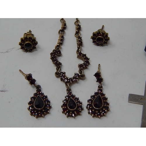 36 - Selection of Mostly Silver Jewellery including Marcasite Necklace & earrings, a Garnet Necklace & ea... 