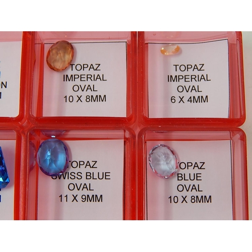 46 - Loose Topaz Gemstones, mixed shapes, colours & sizes (9 boxes)