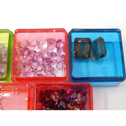 51 - Loose Gemstones including opals, smoky quartz, rubies, mixed shapes & sizes