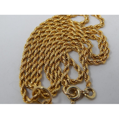 60 - Gold Rope twist Chain with Maltese Pendant, 583 standard. 8.6g