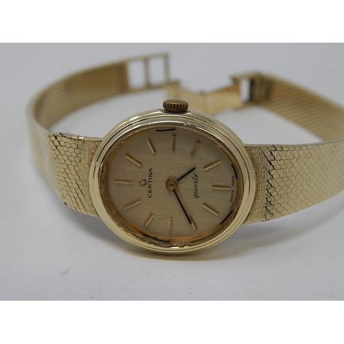 77 - Ladies Certina 14ct Gold Bracelet Watch. 33.7g gross.