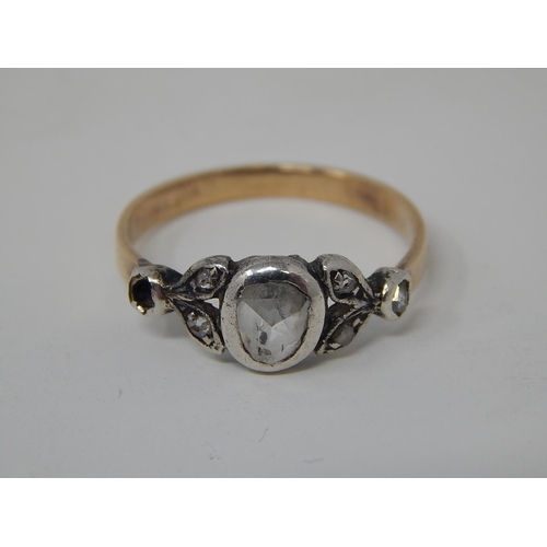 82 - A Gold Ring, set rose cut white stones (1 vacant) 2.5g. Ring size N