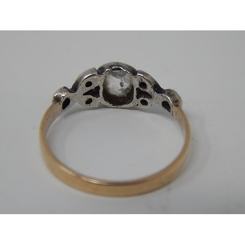 82 - A Gold Ring, set rose cut white stones (1 vacant) 2.5g. Ring size N