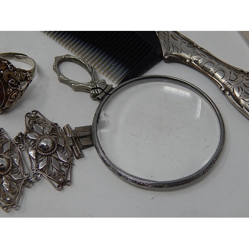 86 - A Quantity of Costume Jewellery together with a magnifying glass & a comb.