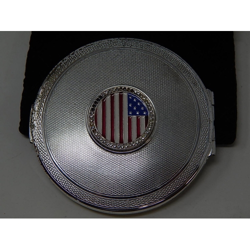 97 - Stratton Compact with American detail to the front, in fitted pouch & box.