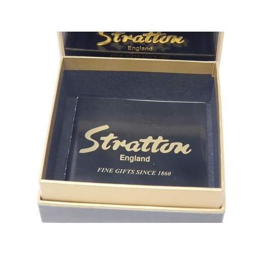 97 - Stratton Compact with American detail to the front, in fitted pouch & box.