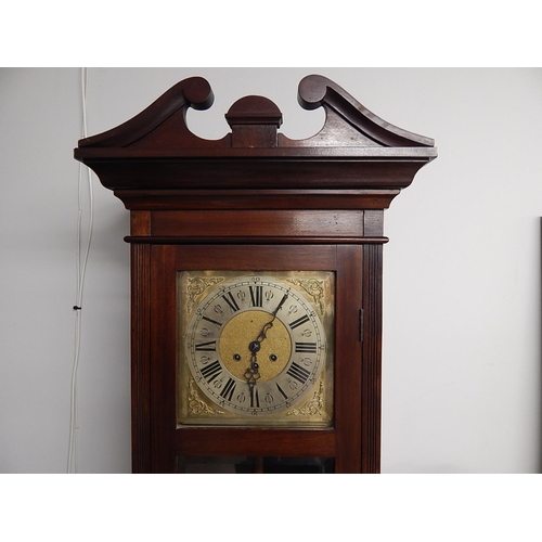 241 - Early C20th Chiming Longcase Clock With Brass Face & Spandrels. The Clock With Pendulum & Key is Pre... 