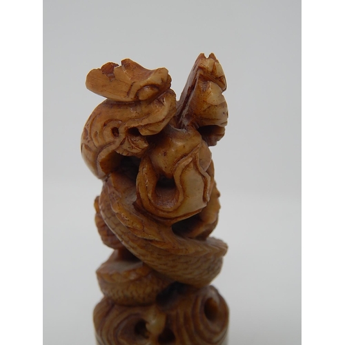 846 - Chinese Soapstone Seal. Height 11cm.